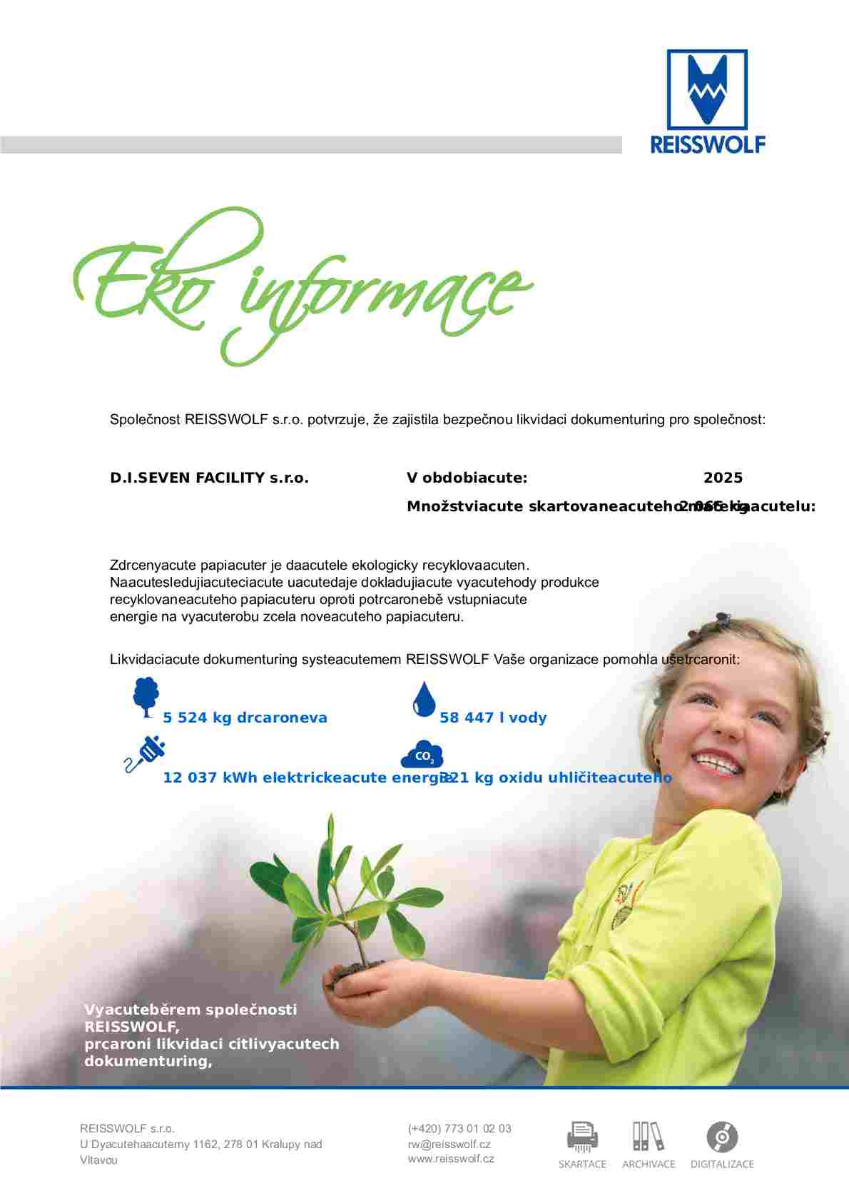 Certifikát o&nbsp;bezpečné likvidaci dokumentů